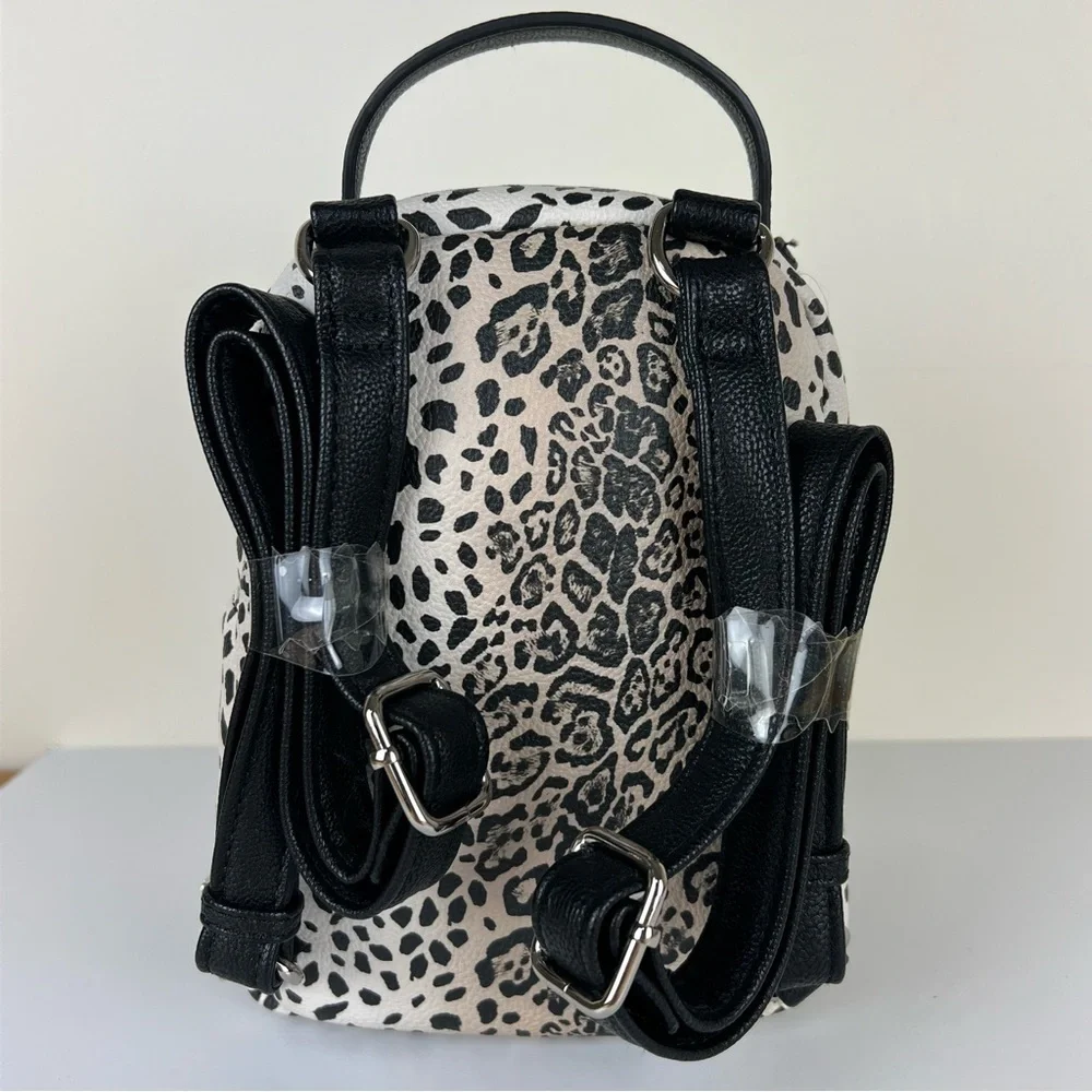 Betsey Johnson | French Bulldog Oatmeal Black & White Animal Print Mini Backpack
